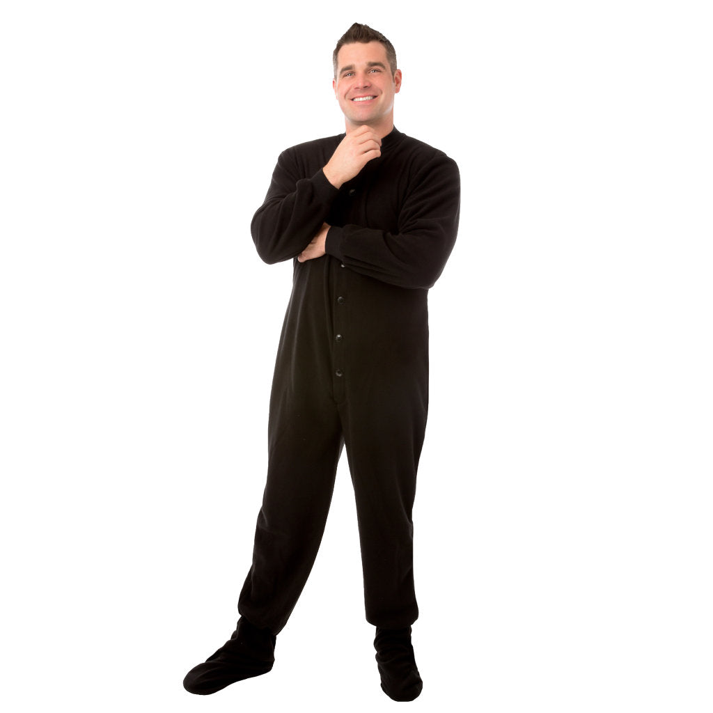 Black Micro-Fleece Adult Footed Onesie Pajamas | XS | CLEARANCE ITEM