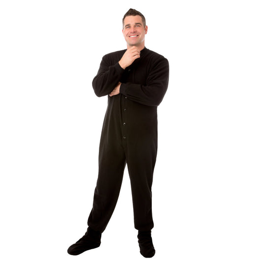 Black Micro-Fleece Adult Footed Onesie Pajamas | XS | CLEARANCE ITEM