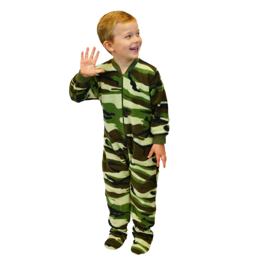 Infant & Toddler Green Camouflage Onesie Footie Pajamas