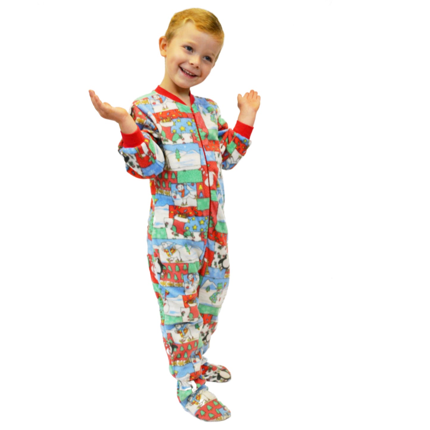 Christmas Print Fleece Onesie Footie Pajamas Toddlers
