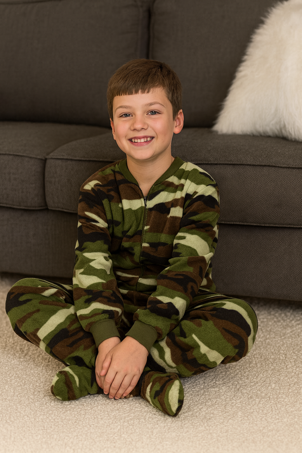 Kids Camouflage Fleece Onesie Footed Pajamas for Boys & Girls