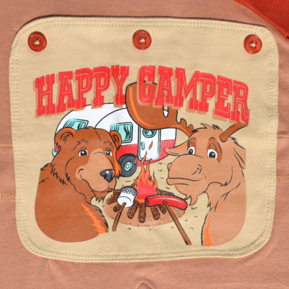 Kids Happy Camper Bear & Moose Union Suit Onesie Pajamas