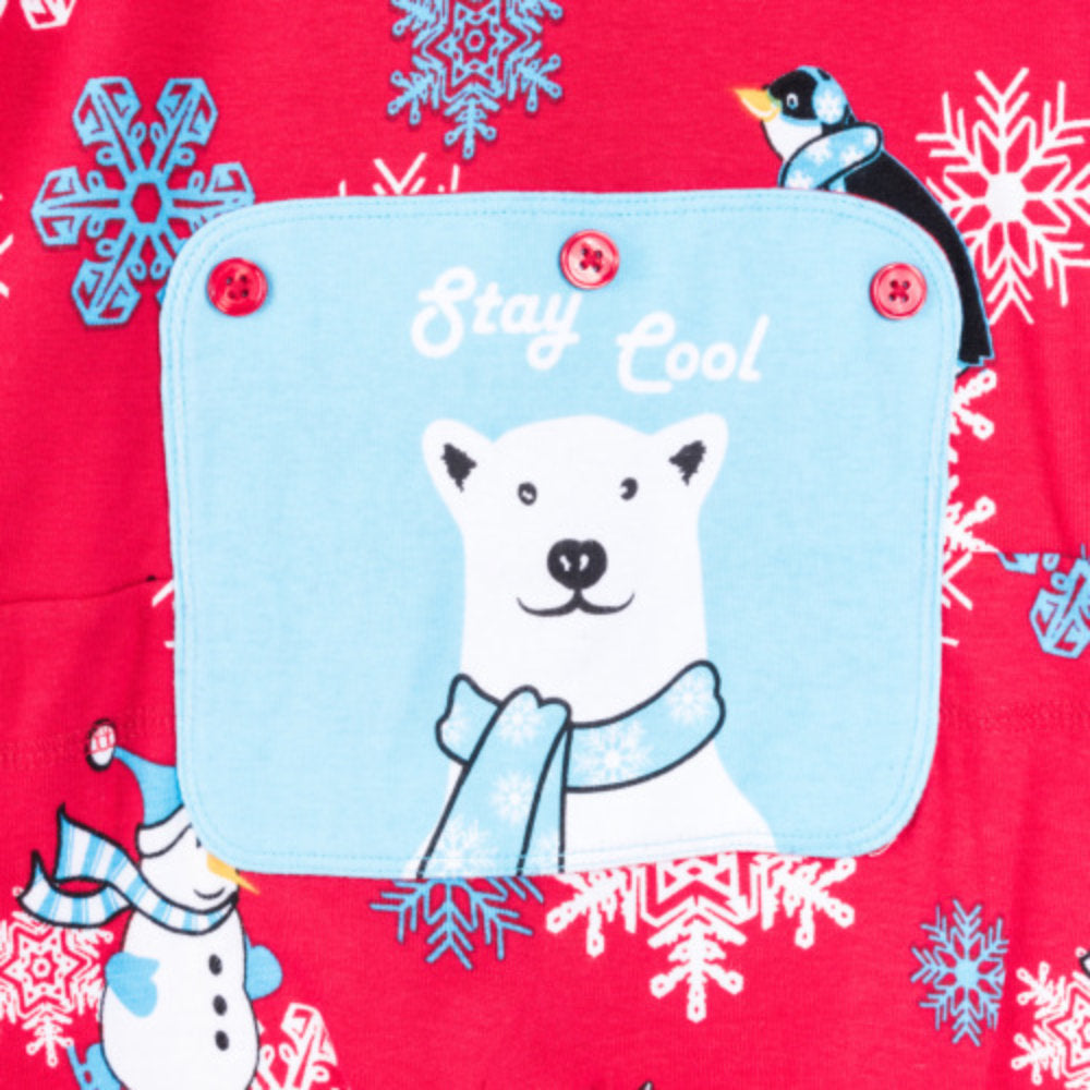 Winter Fun Penguins Union Suit Boys & Girls Onesie Pajamas Stay Cool Polar Rear Flap