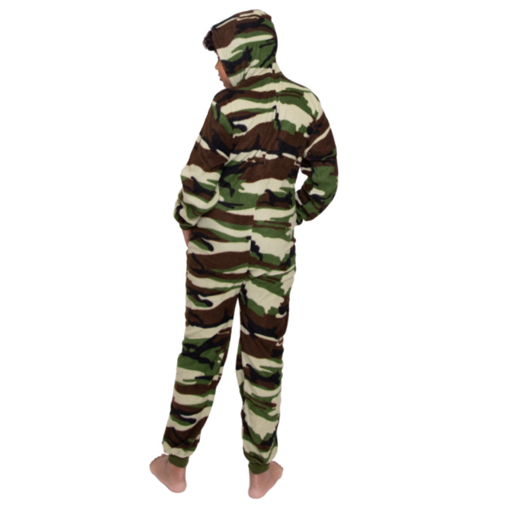 Hoodie Fleece Camouflage Onesie Jumpsuit for Boys & Girls | One-Piece Footless