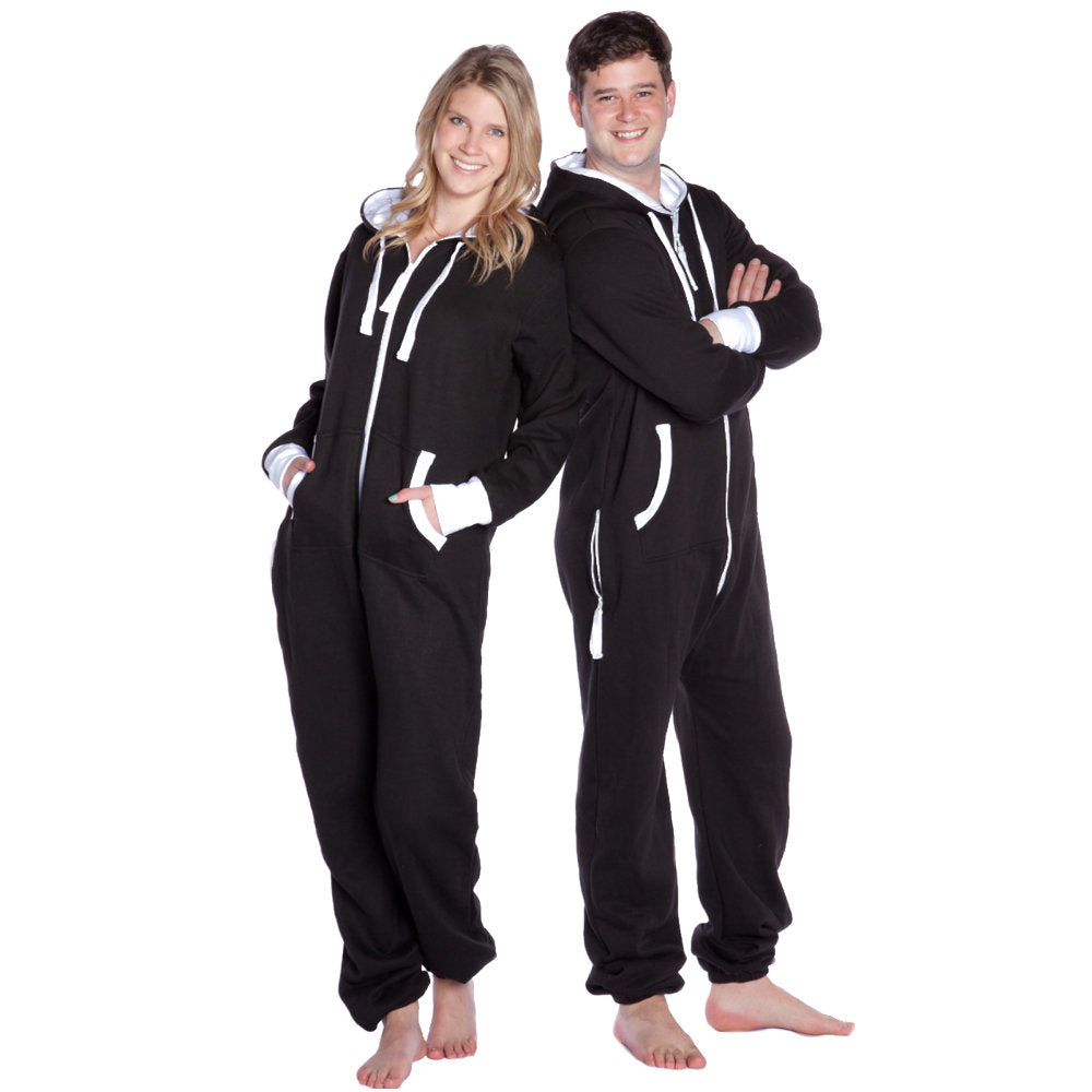 Black Hooded Jumpsuit Onesie for Men & Women