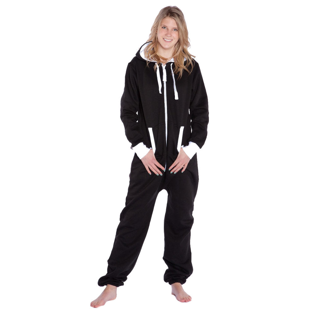 Black Hooded Jumpsuit Onesie for Men & Women