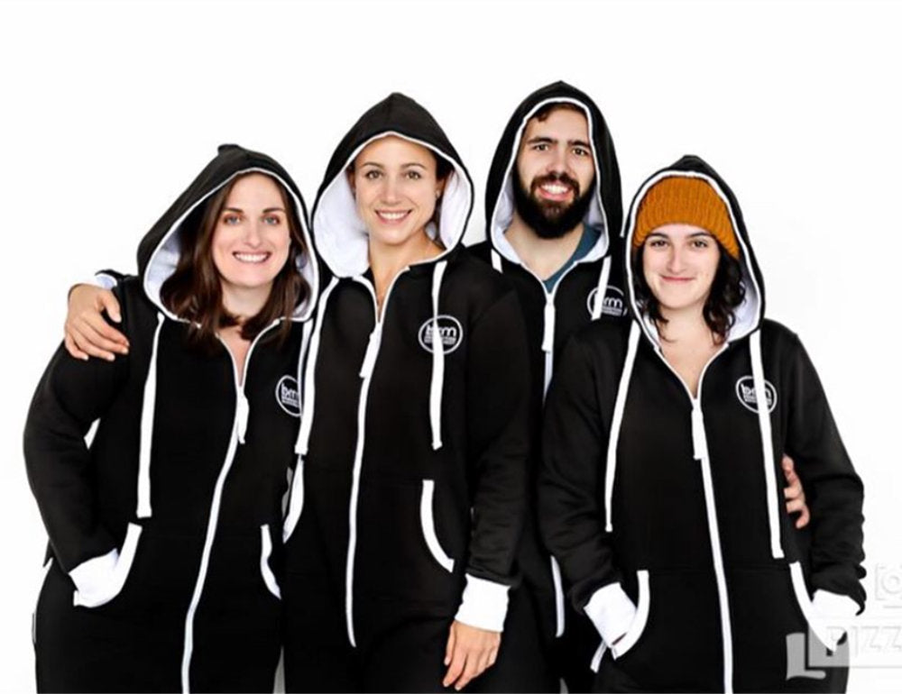 Black Hooded Jumpsuit Onesie for Men & Women