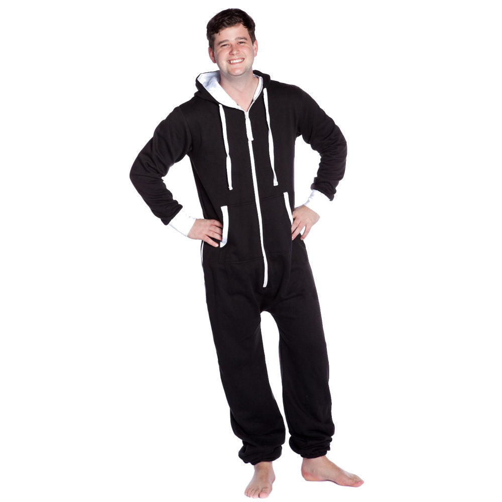 Black Hooded Jumpsuit Onesie for Men & Women