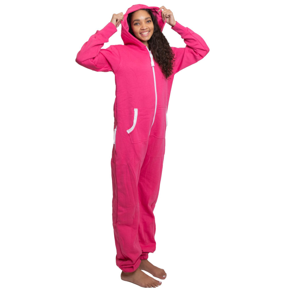 Magenta Hot Pink Hoodie Jumpsuit Unisex Sizes XS - 2XL for Men & Women
