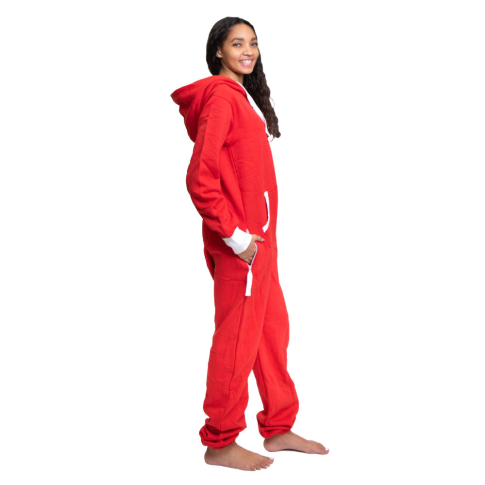 Red Hoodie Jumpsuit Unisex Sizes XS - 2XL for Men & Women