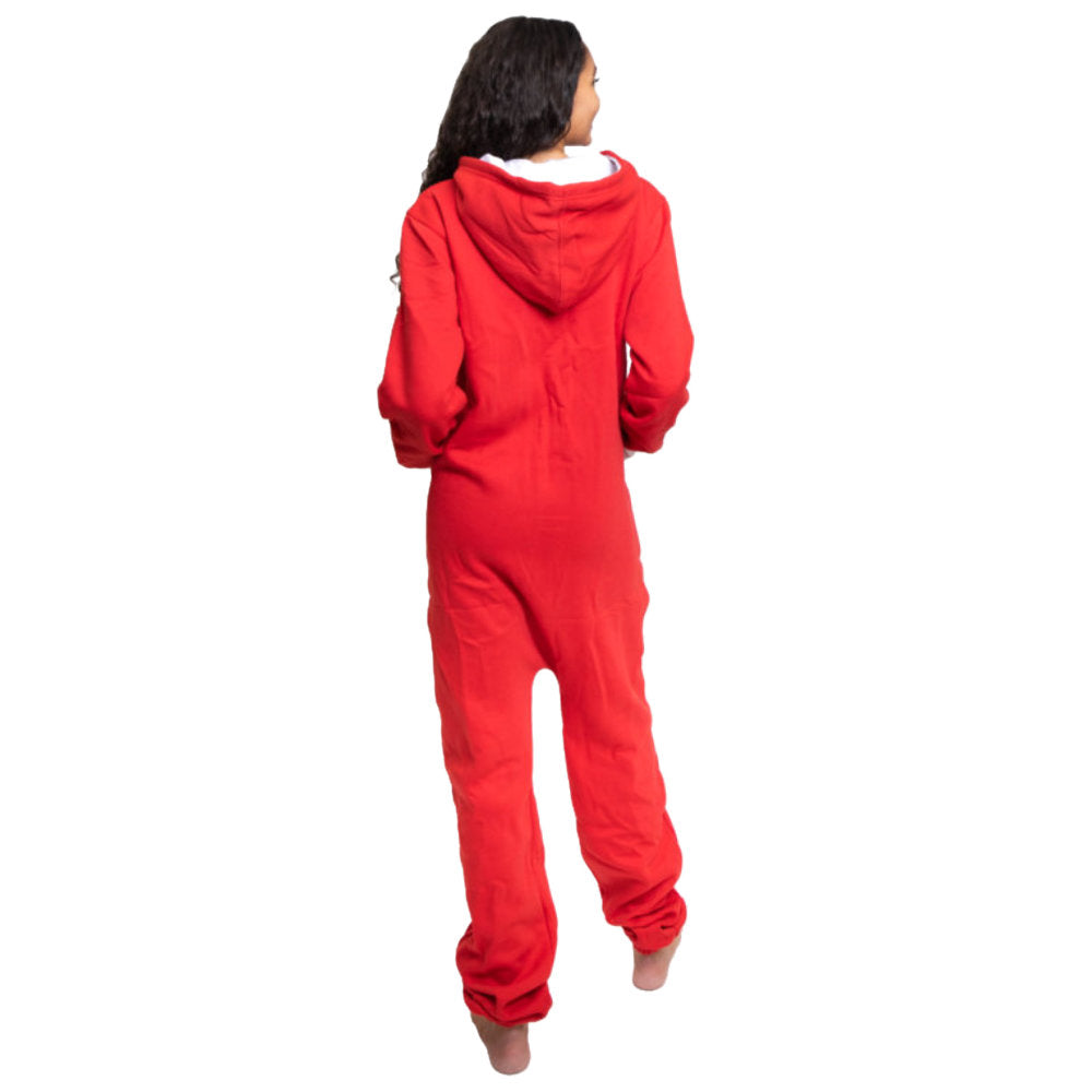 Red Hoodie Jumpsuit Unisex Sizes XS - 2XL for Men & Women