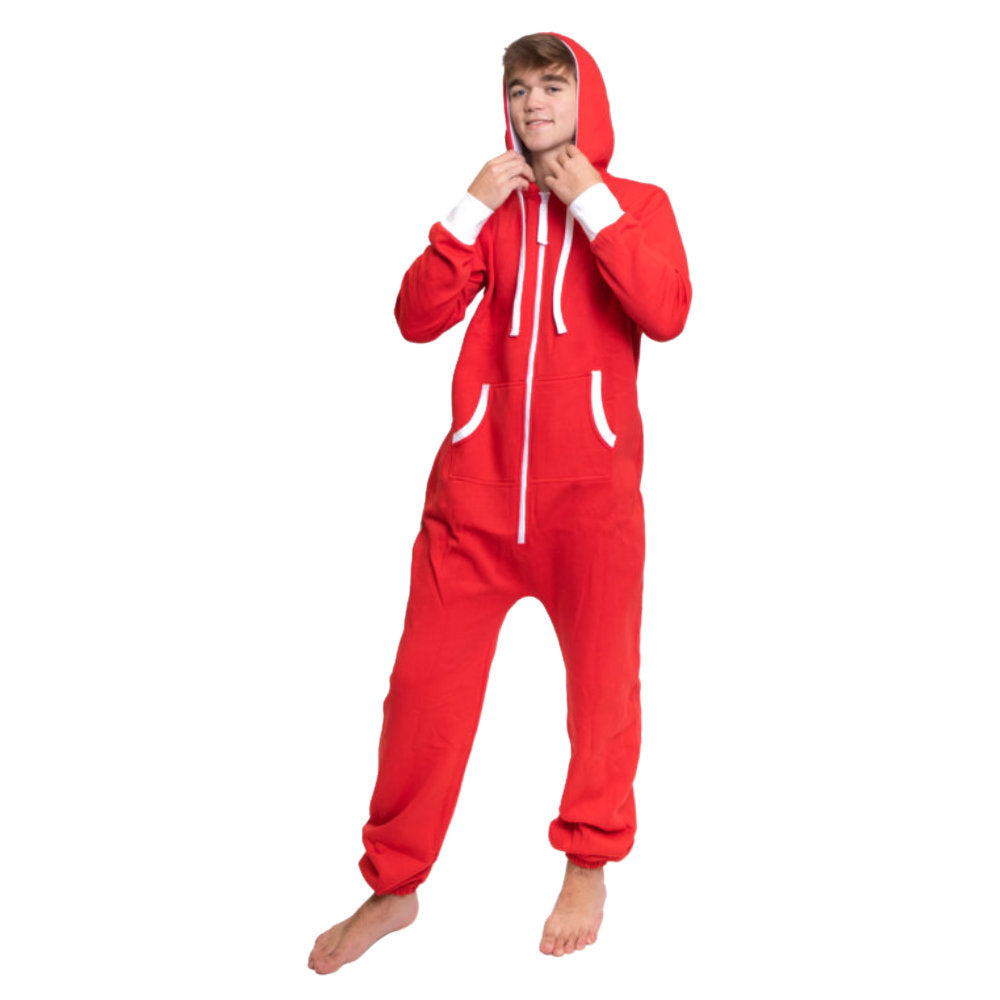 Red Hoodie Jumpsuit Unisex Sizes XS - 2XL for Men & Women