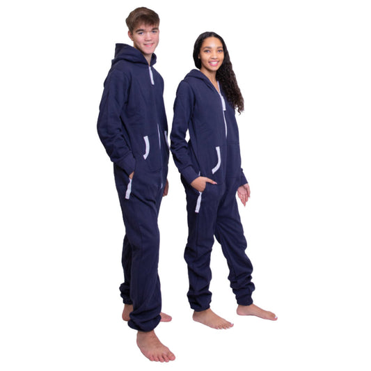 Navy Hoodie Jumpsuit Unisex Sizes XS - 2XL for Men & Women