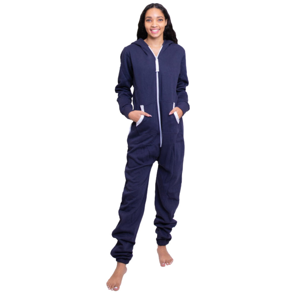 Navy Hoodie Jumpsuit Unisex Sizes XS - 2XL for Men & Women