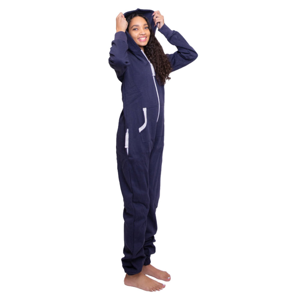 Navy Hoodie Jumpsuit Unisex Sizes XS - 2XL for Men & Women