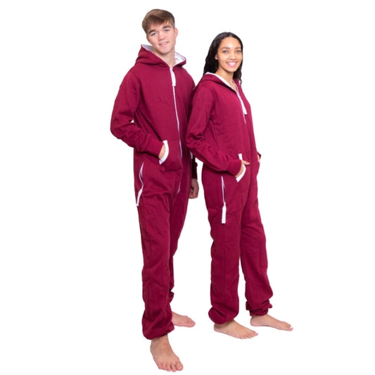 Maroon Hoodie Jumpsuit Unisex Sizes XS - 2XL for Men & Women