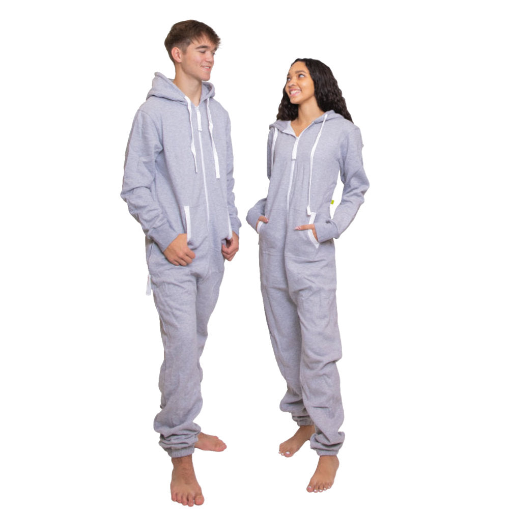 Gray Hoodie Jumpsuit Unisex Sizes XS - 2XL for Men & Women