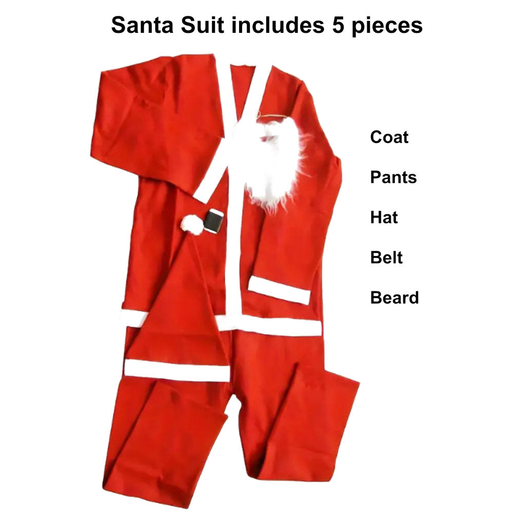 Santa Claus Costume 5 pc Set for Adults
