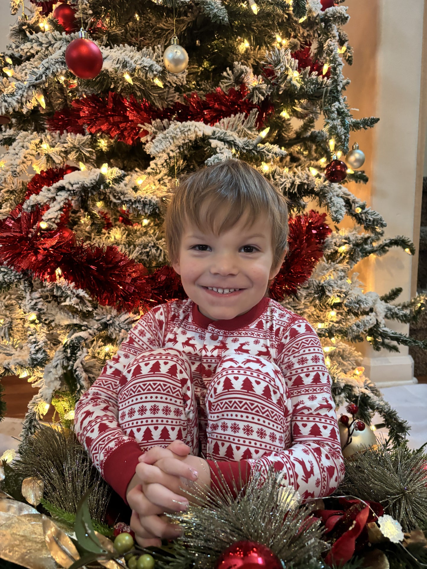 Funny Onesie Union Suit Boys & Girls Kids Pajamas Sign on Rear, "SANTA, BEFORE I EXPLAIN"