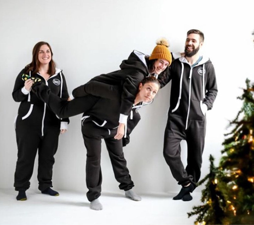 Black Hooded Jumpsuit Onesie for Men & Women