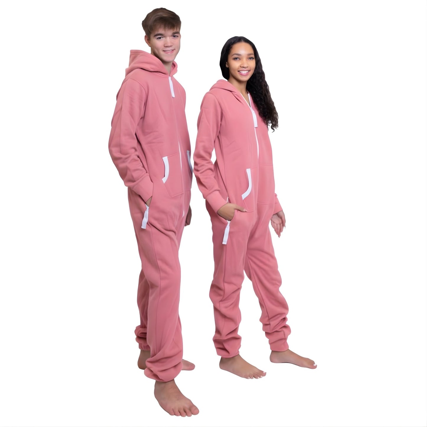 Pink Hoodie Jumpsuit Unisex Sizes XS - 2XL for Men & Women