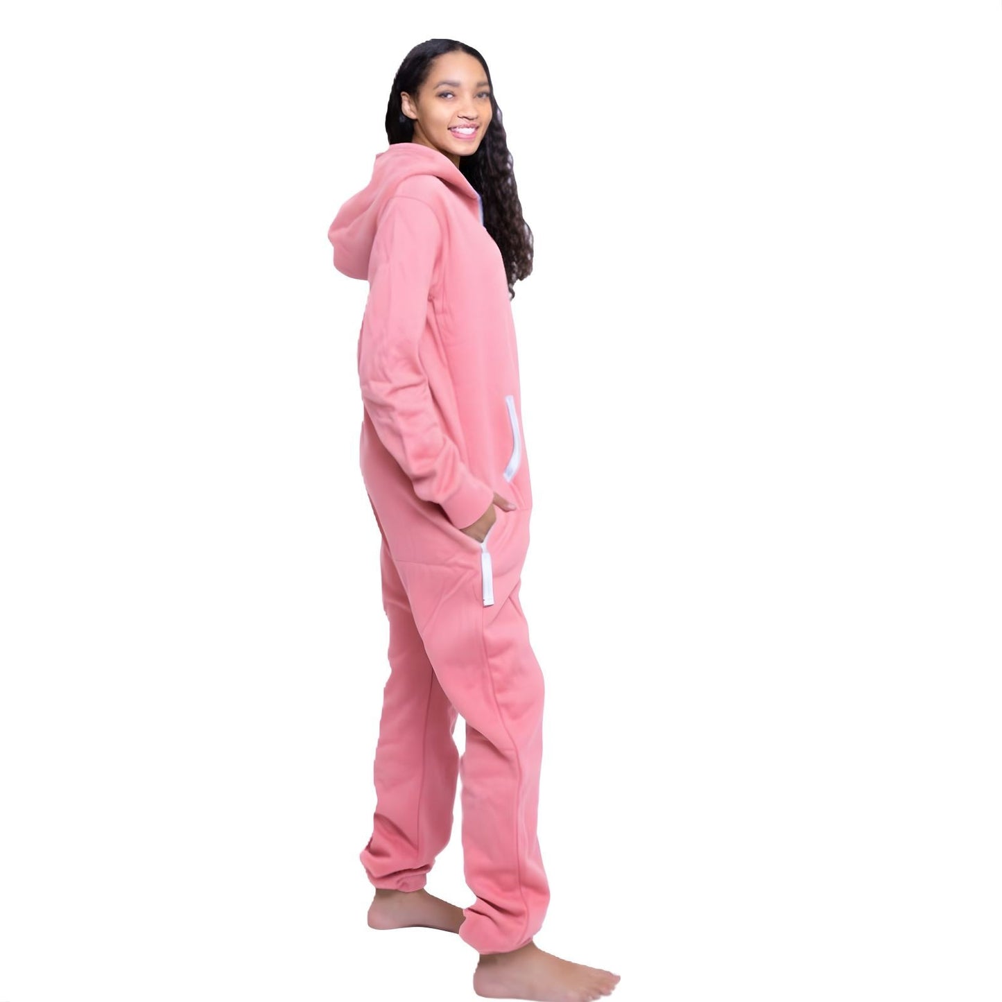 Pink Hoodie Jumpsuit Unisex Sizes XS - 2XL for Men & Women