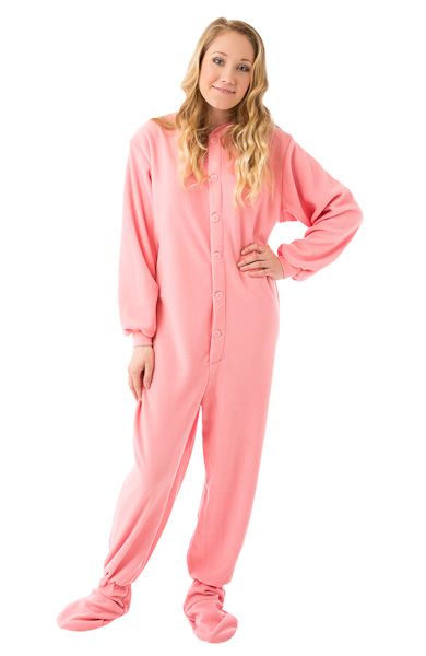 Pink Micro-Polar Fleece Onesie Footie Pajamas for Adults: Big Feet Onesies  & Footed Pajamas