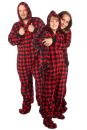 Hoodie Footed Onesie Buffalo Plaid Fleece Pajamas for Men