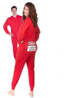 Red Cotton Union Suit - Unisex - Footless - Men & Women