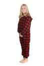  Hoodie Footed Onesie Buffalo Red & Black Plaid Fleece Footed  Pajamas For Boys & Girls